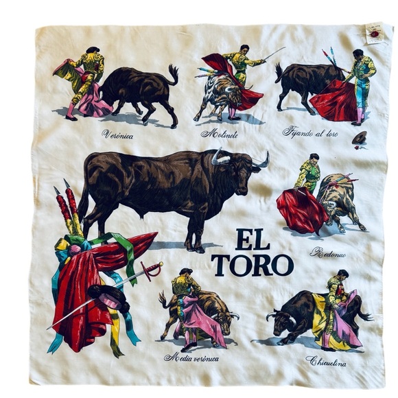 Beautiful VINTAGE Bullfighting Spanish Matador Scarf - Picture 1 of 8